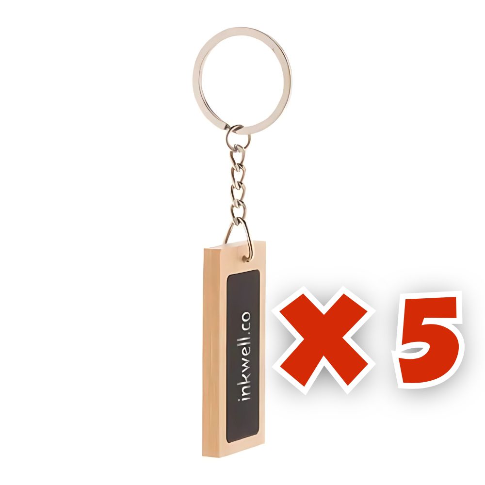 MissKraft - 5 Porte-Clés Rectangulaires à graver en bambou