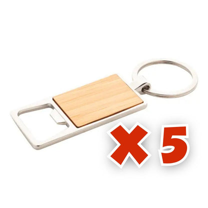 MissKraft - 5 Porte-clés Décapsuleur à graver en bambou
