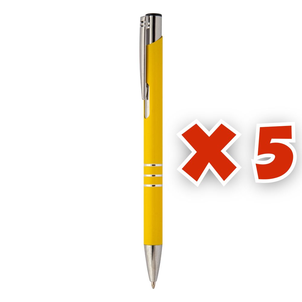 MissKraft - 5 Stylos à bille à graver Rechannel - Jaune