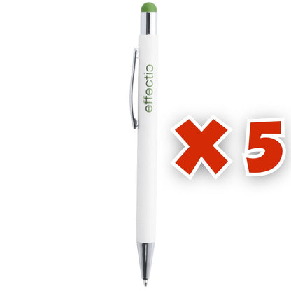 MissKraft -  5 Stylos à bille à graver Wirly Blanc embout Vert