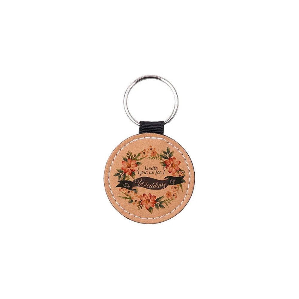 MissKraft - Sublimation - 10 Porte-clés en Similicuir Ronds - Marron