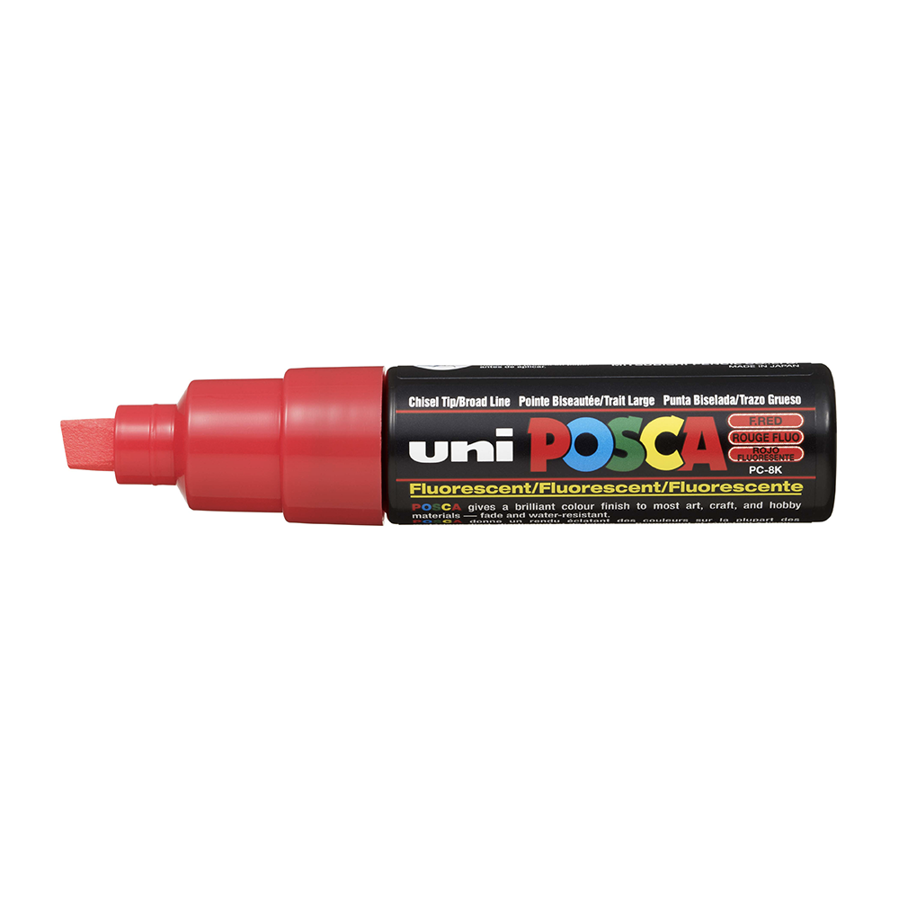 POSCA - Marqueur Pointe Biseautée Large - Rouge Fluo