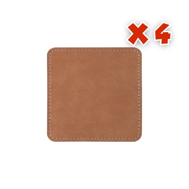 MissKraft - Sublimation - 4 Sous-verres Rectangulaires en Cuir - 10 x 10 cm - Marron/Noir