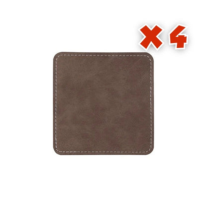 MissKraft - Sublimation - 4 Sous-verres Rectangulaires en Cuir - 10 x 10 cm - Gris/Noir