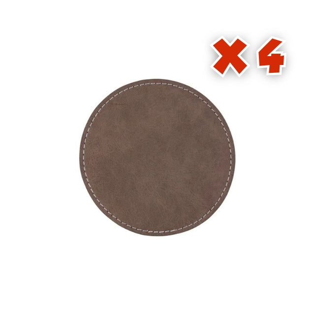 MissKraft - Sublimation - 4 Sous-verres en Cuir - 9,5 cm x 9,5 cm - Gris/Noir