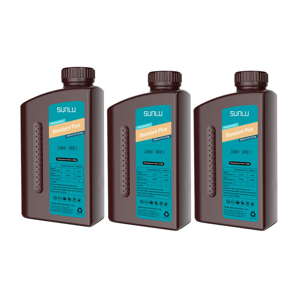 Sunlu - Résine Standard Plus - Gris Foncé (Dark Grey) - 1 kg - Lot de 3