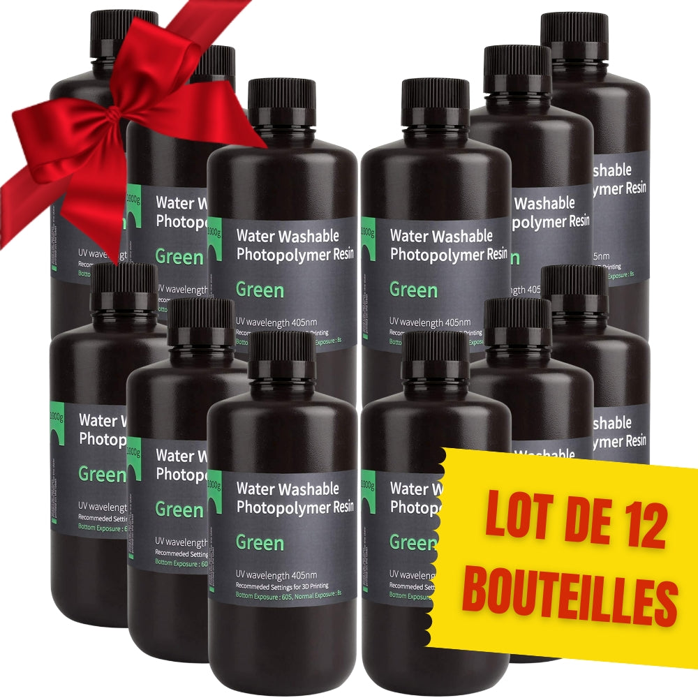 Pack ELEGOO - 12x Résine Water Washable - Vert (Green) - 1 kg