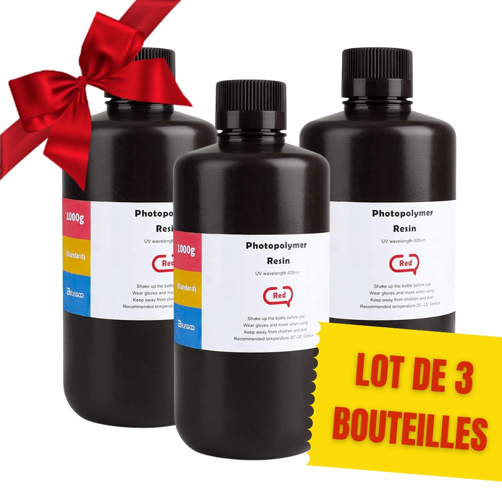 Pack ELEGOO - 3x Résine UV ABS-Like - Rouge (Red) - 1 kg