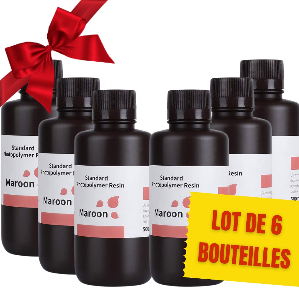 Pack ELEGOO - 6x Résine UV Standard - Bordeaux (Maroon) - 1 kg