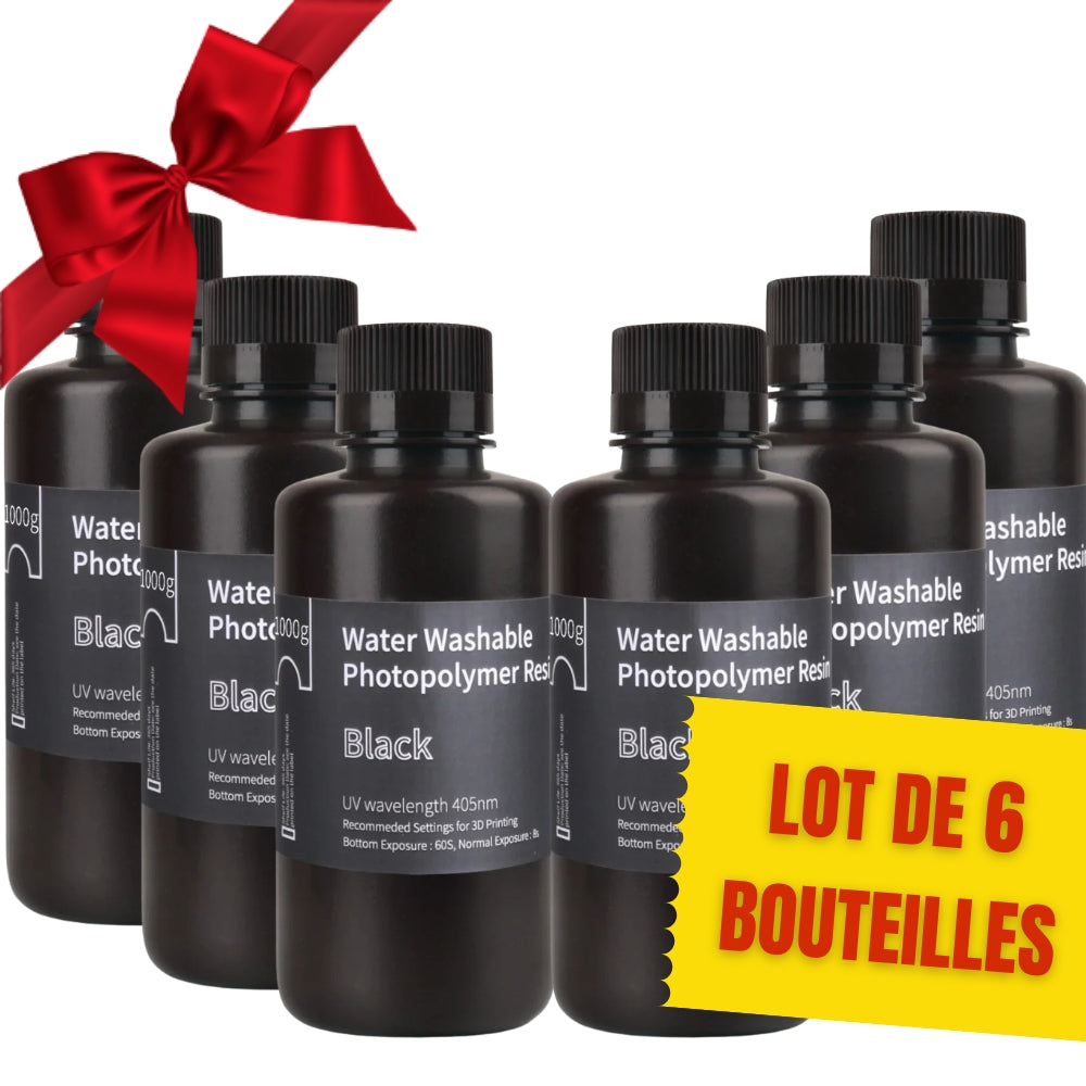 Pack ELEGOO - 6x Résine Water Washable - Noir (Black) - 1 kg