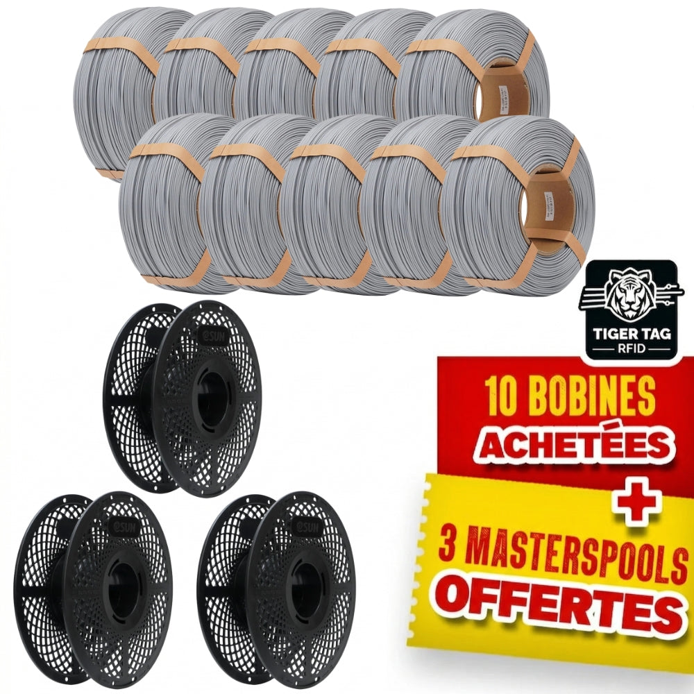 Pack Refill eSun - 10x PLA-HS High Speed Gris + 3 Masterspool Offertes
