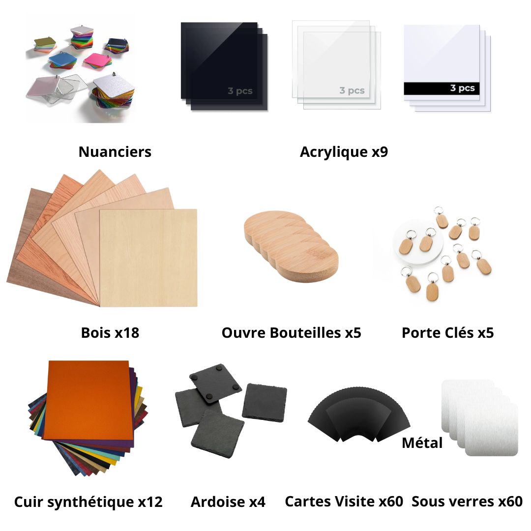 Pack Strater pour laser P2S - Nuancioers, bois,métal , PMMA, cuir