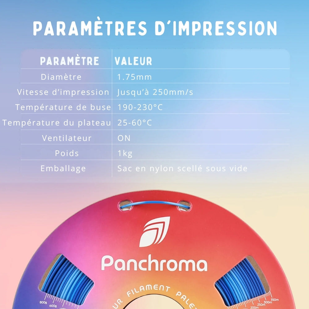 Panchroma PLA Dégradé - Soie Arc-en-Ciel (Gradient Silk Rainbow) - 1,75 mm - 1 kg