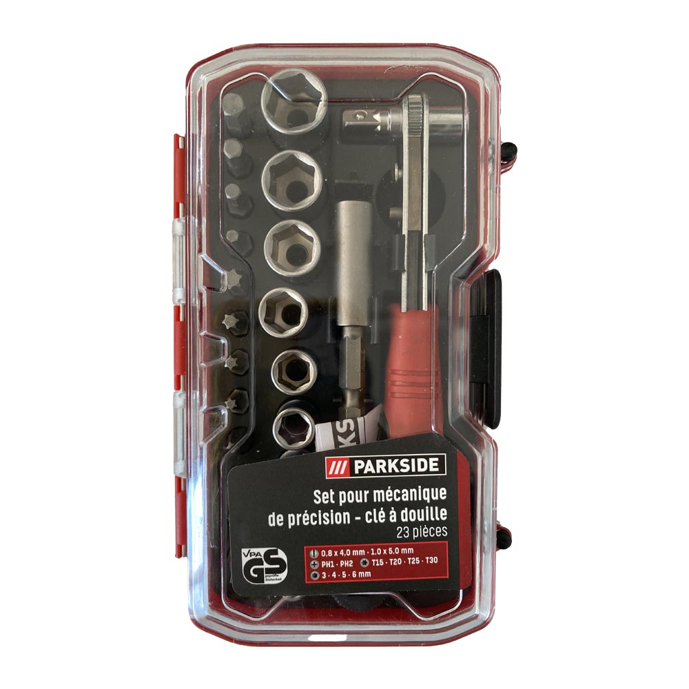 set pour mécanique de précision clé à douille parkside