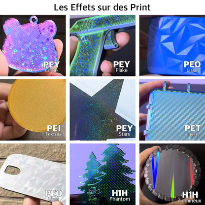 Ziflex - Plateau d'Impression pour Bambu Lab Séries X1/X2/P1/P2/A1 - Big PEO & Fibre de Carbon PET Smoo