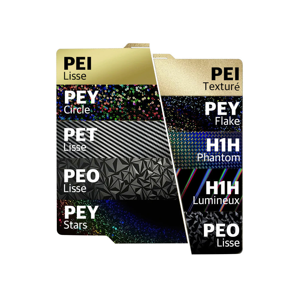 Ziflex - Plateau d'Impression pour Bambu Lab Séries X1/X2/P1/P2/A1 - Big PEO & Fibre de Carbon PET Smoo