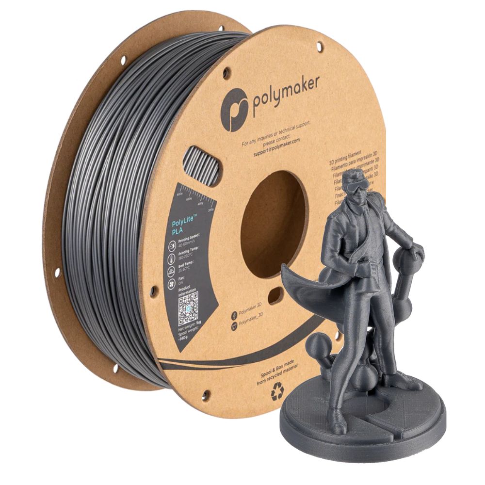 Polymaker - PolyLite PLA - Gris Acier (Steel Grey) - 1,75 mm - 1 kg