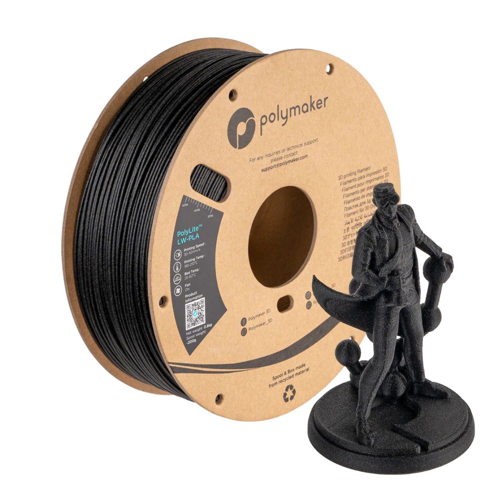 Polymaker - PolyLite LW-PLA - Noir (Black) - 1,75 mm - 800 g