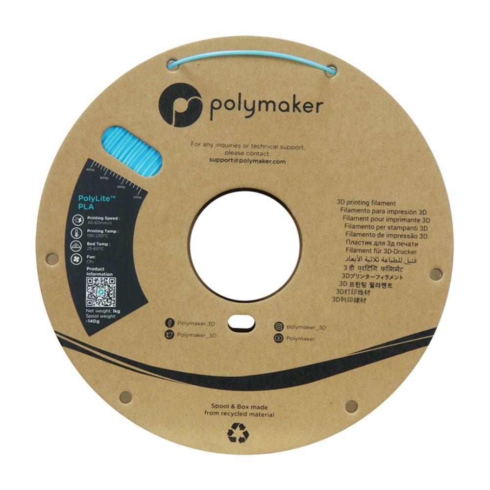 Polymaker - PolyLite PLA - Bleu Ciel (Sky Blue) - 1,75 mm - 1 kg
