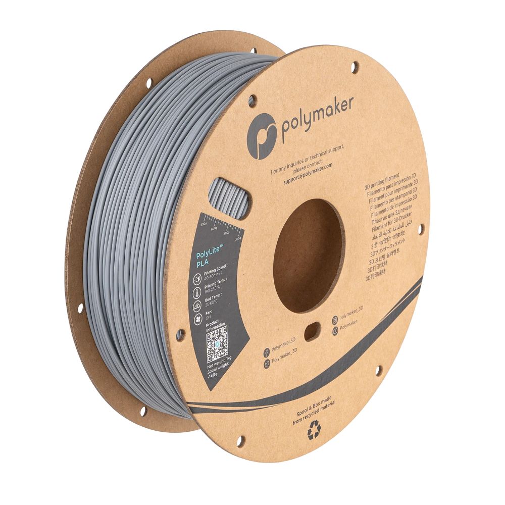Polymaker - PolyLite PLA - Gris (Grey) - 1.75 mm - 1 kg