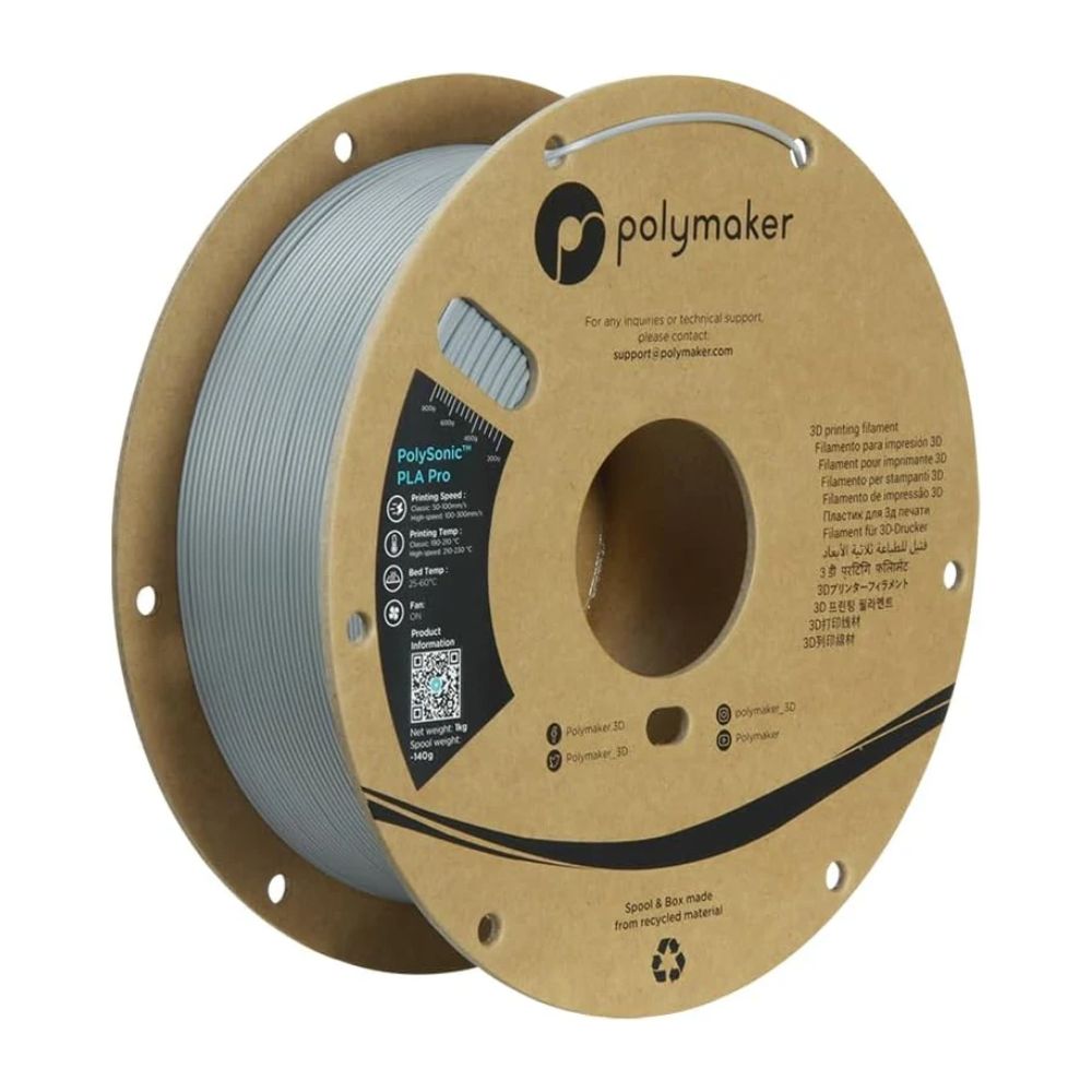 Polymaker - PolySonic PLA Pro High Speed - Gris (Grey) - 1,75 mm - 1 kg