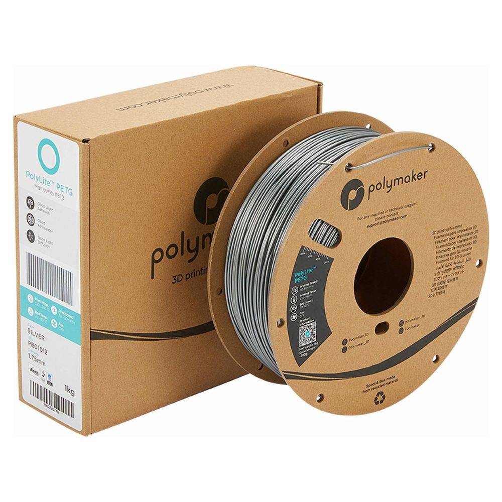 Polymaker - PolyLite PETG - Argent (silver) - 1,75 mm - 1 kg