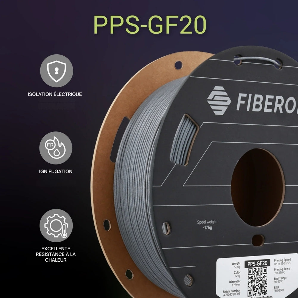Polymaker - Fiberon PPS-GF20 Gris (Grey) - 1,75 mm - 500g