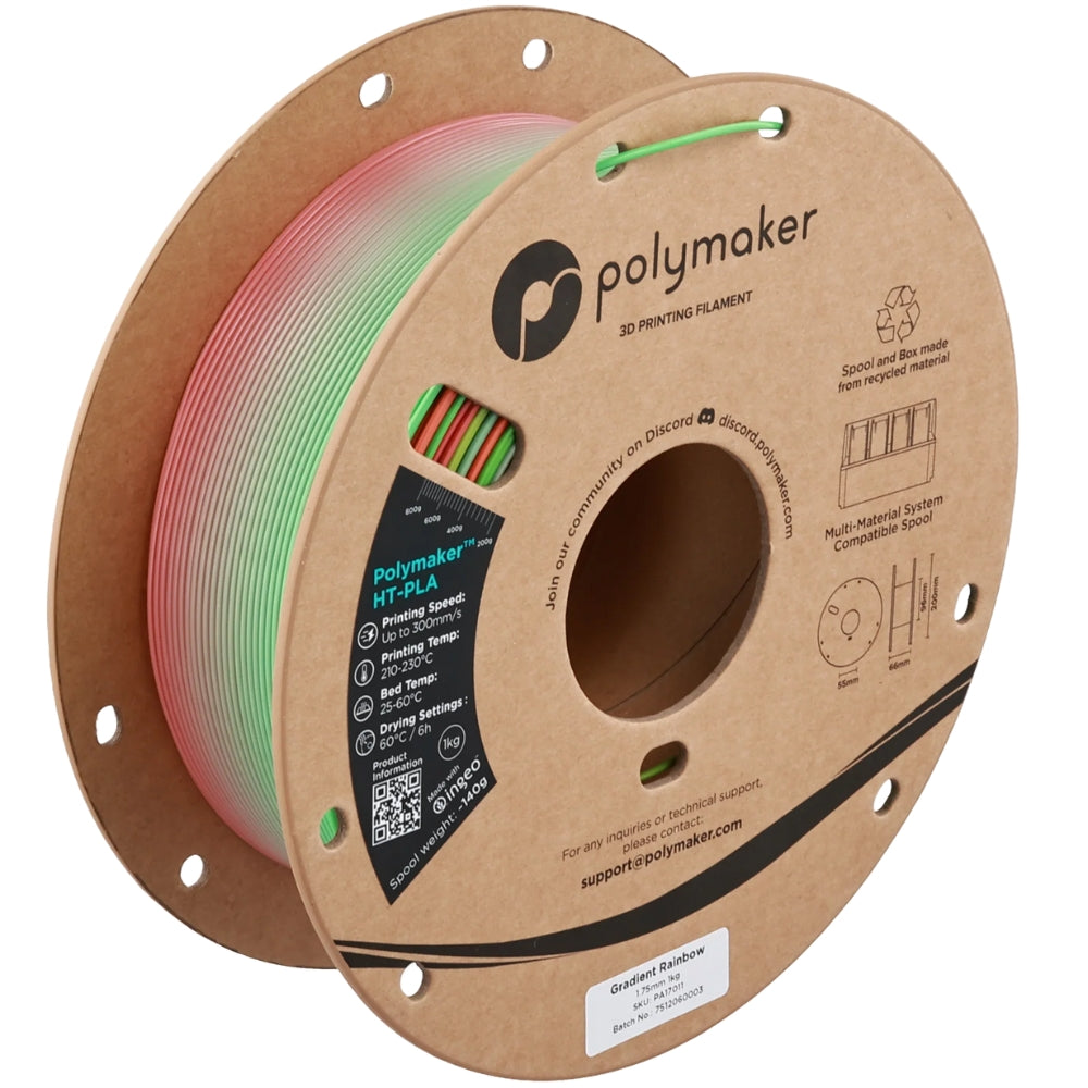 Polymaker - HT-PLA - Dégradé Arc-en-Ciel (Gradient Rainbow) - 1,75 mm - 1 kg