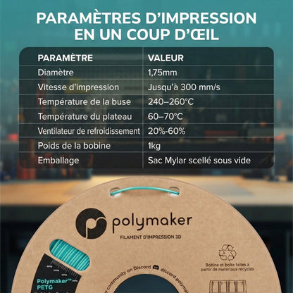 Polymaker - PETG - Noir (Black) - 1.75 mm - 1 kg