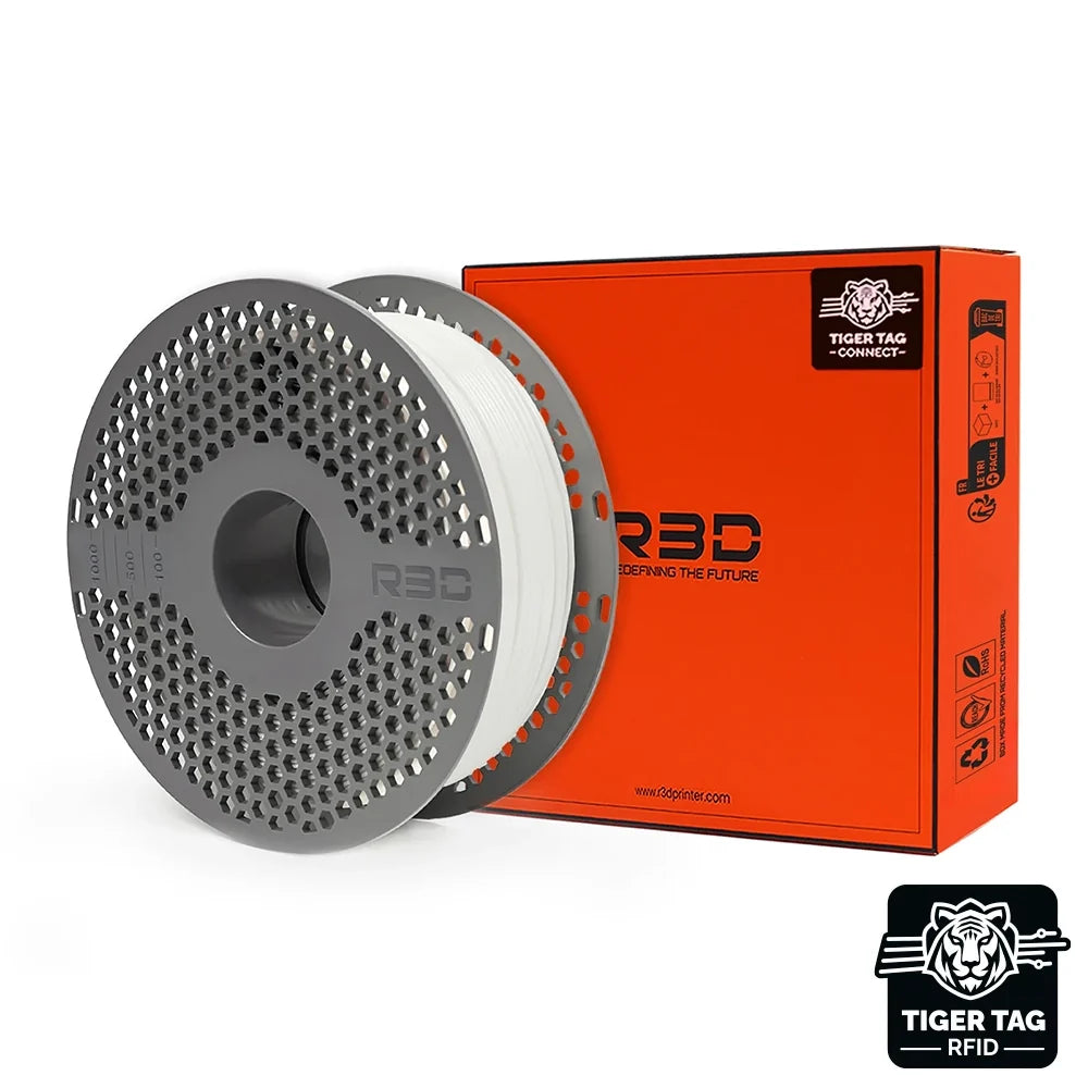R3D - PETG High-Speed - Blanc (White) - 1,75 mm - 1 kg avec RFID TigerTag