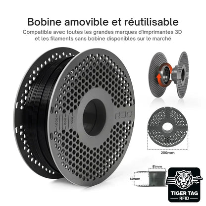 R3D - PETG High-Speed - Noir (Black) - 1,75 mm - 1 kg avec RFID TigerTag