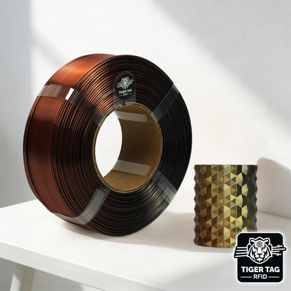 R3D - Tri-Silk color - Or/Cuivre/Noir (Gold/Copper/Black) - 1,75 mm - 1 kg - Refill avec RFID TigerTag