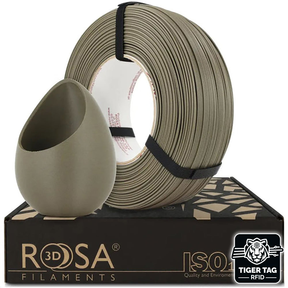 Rosa3D - PLA-CF - Marron Olive Mat (Matt Olive Brown) - 1,75mm - 1kg - Refill avec RFID TigerTag