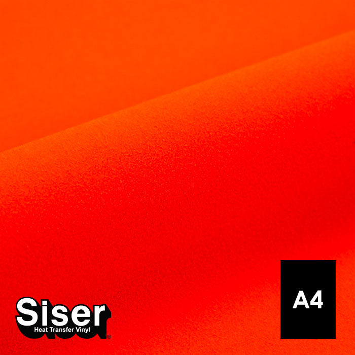 Siser - Flock - Feuille A4 Thermocollant - (S0023) Orange Fluo Velours - 20 x 30 cm