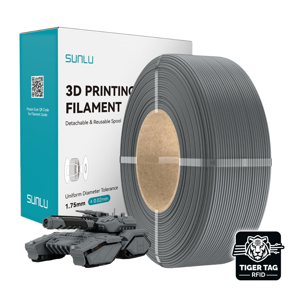 Sunlu - PLA - Gris (Gray) - 1,75 mm - 1 kg - Refill avec RFID TigerTag