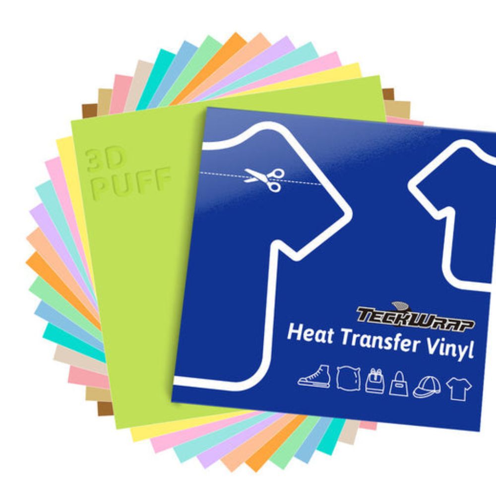 TeckWrapCraft - Puff HTV Pastel Thermocollant - 14 Feuilles - 25 x 30 cm