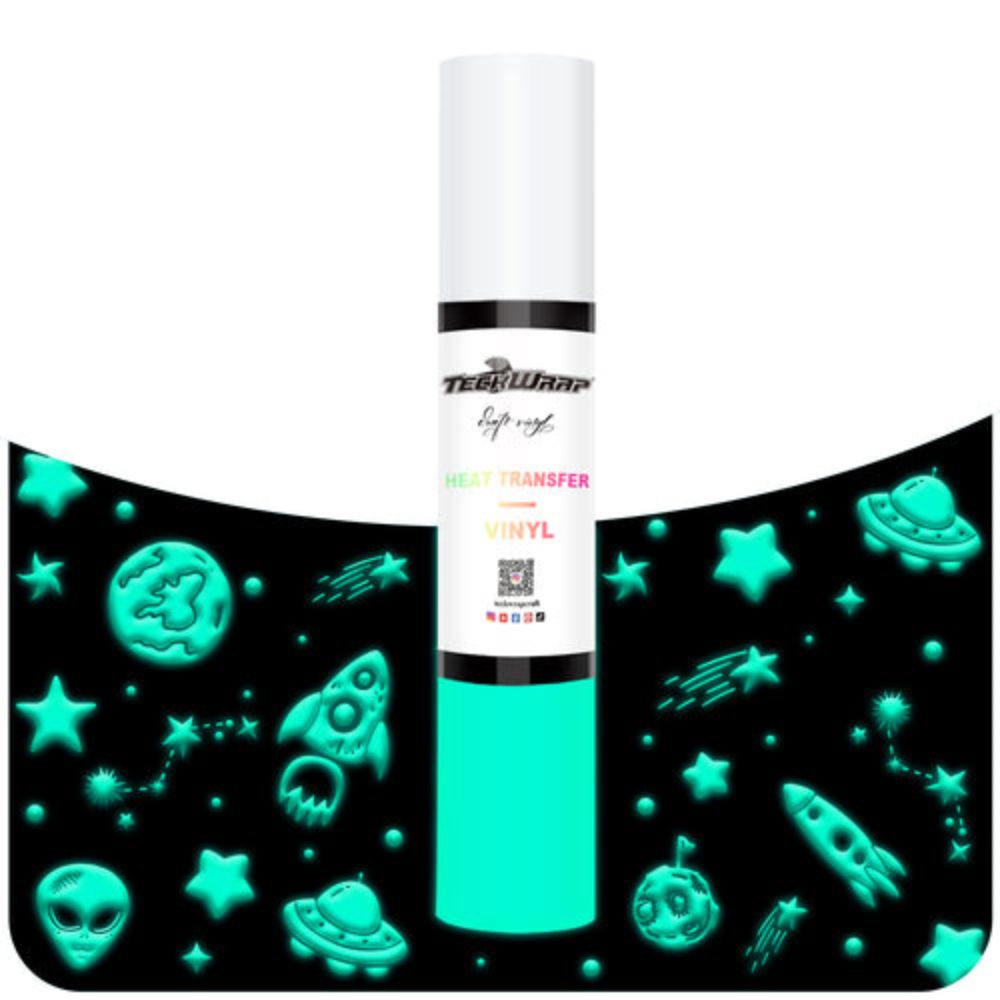 TeckWrapCraft - Puff HTV Thermocollant Glow in the Dark - Vert Clair - 25 cm x 1,5 m