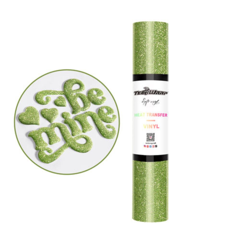 TeckWrapCraft - Puff HTV Thermocollant Pailleté - Vert Lime - 30 cm x 1,5 m