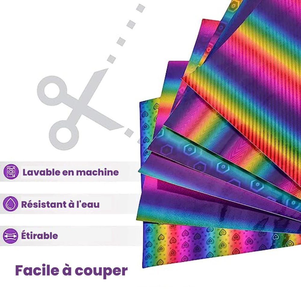Teckwrap - Holographic Rainbow - Vinyle Adhésif - Arc-en-ciel Diamant - 1,5 m