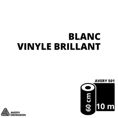AVERY 500 - Vinyle Adhésif - Blanc Brillant - 61 cm x 10 m rouleau adhésif