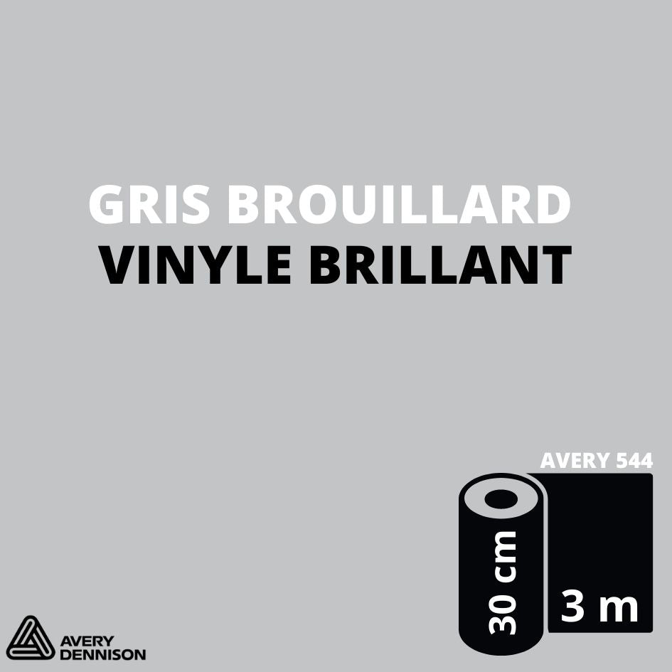 AVERY 500 - Vinyle Adhésif - Gris Brouillard Brillant - 30 cm x 3 m