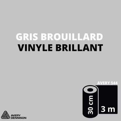 AVERY 500 - Vinyle Adhésif - Gris Brouillard Brillant - 30 cm x 3 m