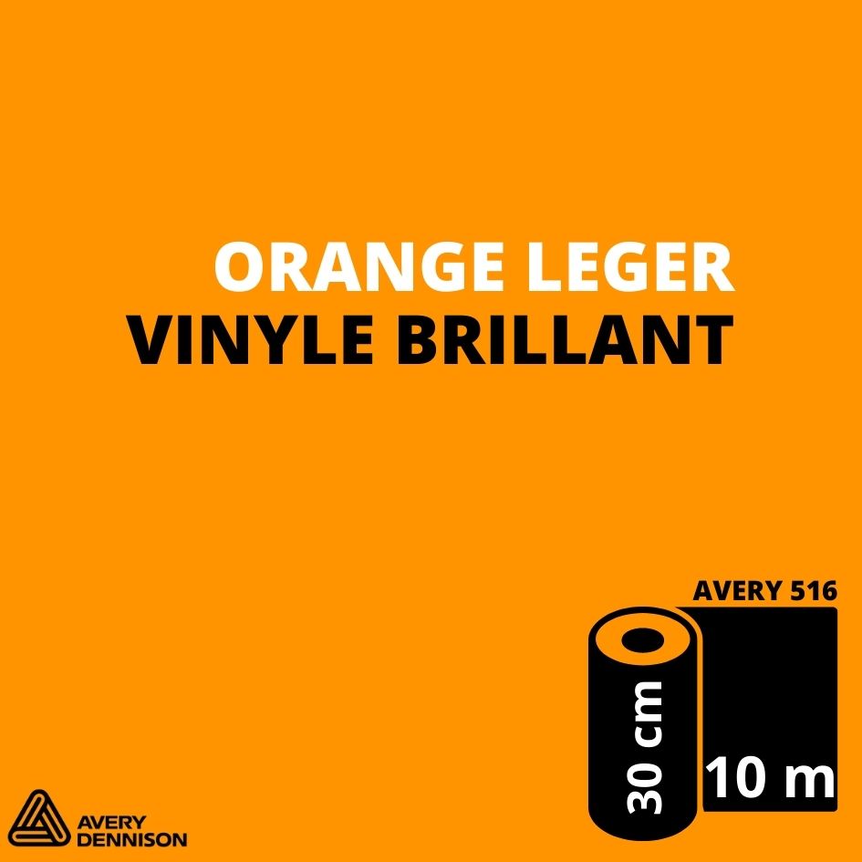 AVERY 500 - Vinyle Adhésif - Orange Léger Brillant - 30 cm x 10 m