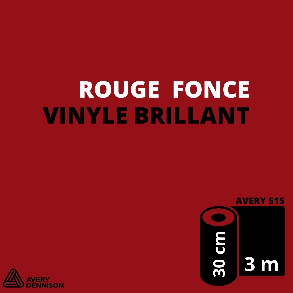 AVERY 500 - Vinyle Adhésif - Rouge Foncé Brillant - 30 cm x 3 m