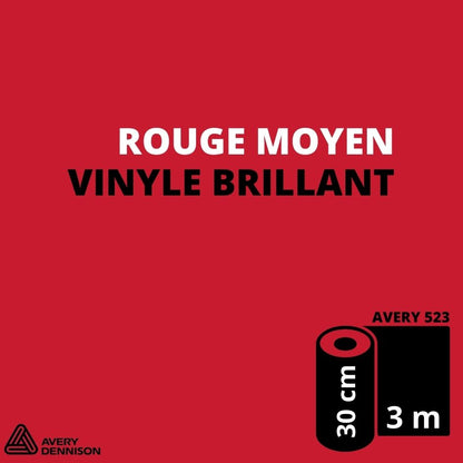 AVERY 500 - Vinyle Adhésif - Rouge Moyen Brillant - 30 cm x 3 m