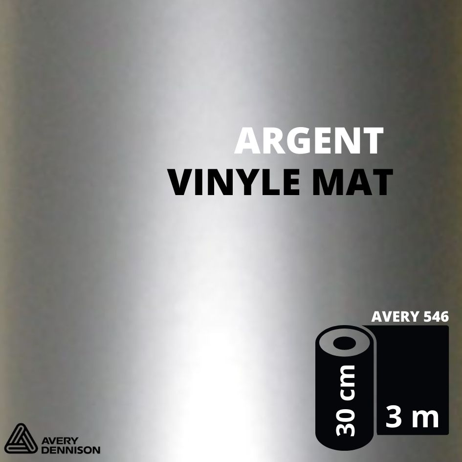 AVERY 500 - Vinyle Adhésif - Argent Mat - 30 cm x 3 m
