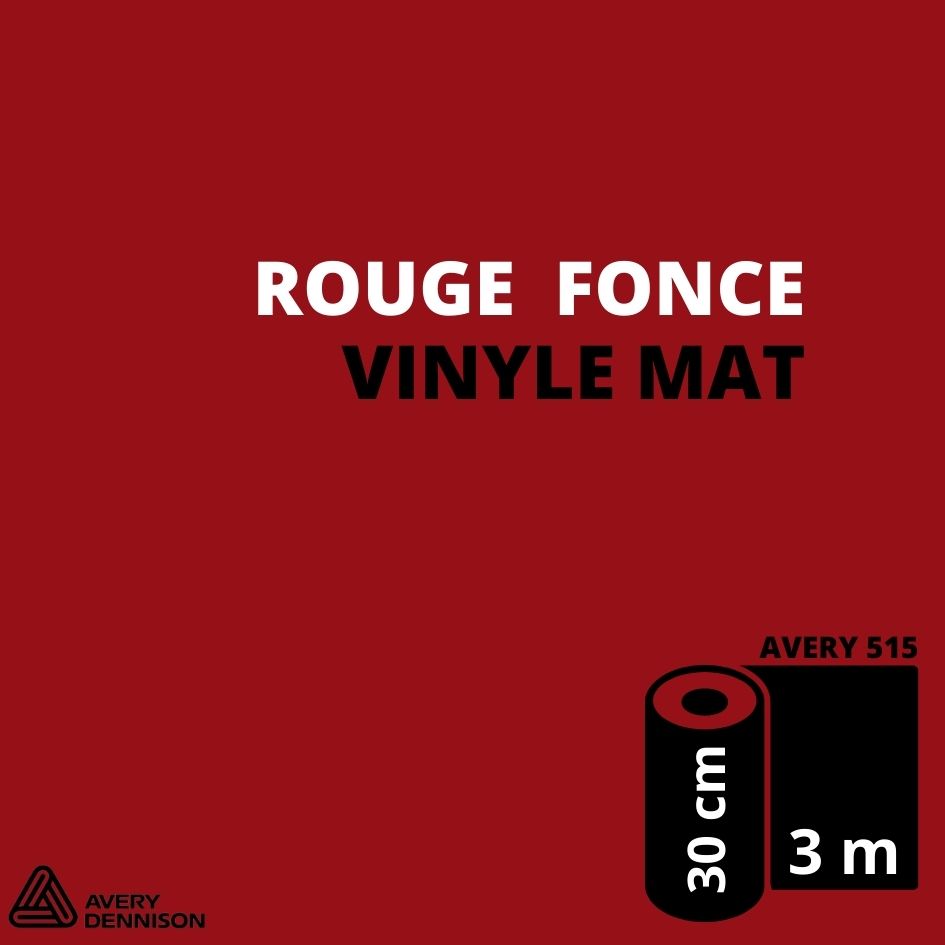 AVERY 500 - Vinyle Adhésif - Rouge Foncé Mat - 30 cm x 3 m