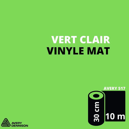 AVERY 500 - Vinyle Adhésif - Vert Clair Mat - 30 cm x 10 m
