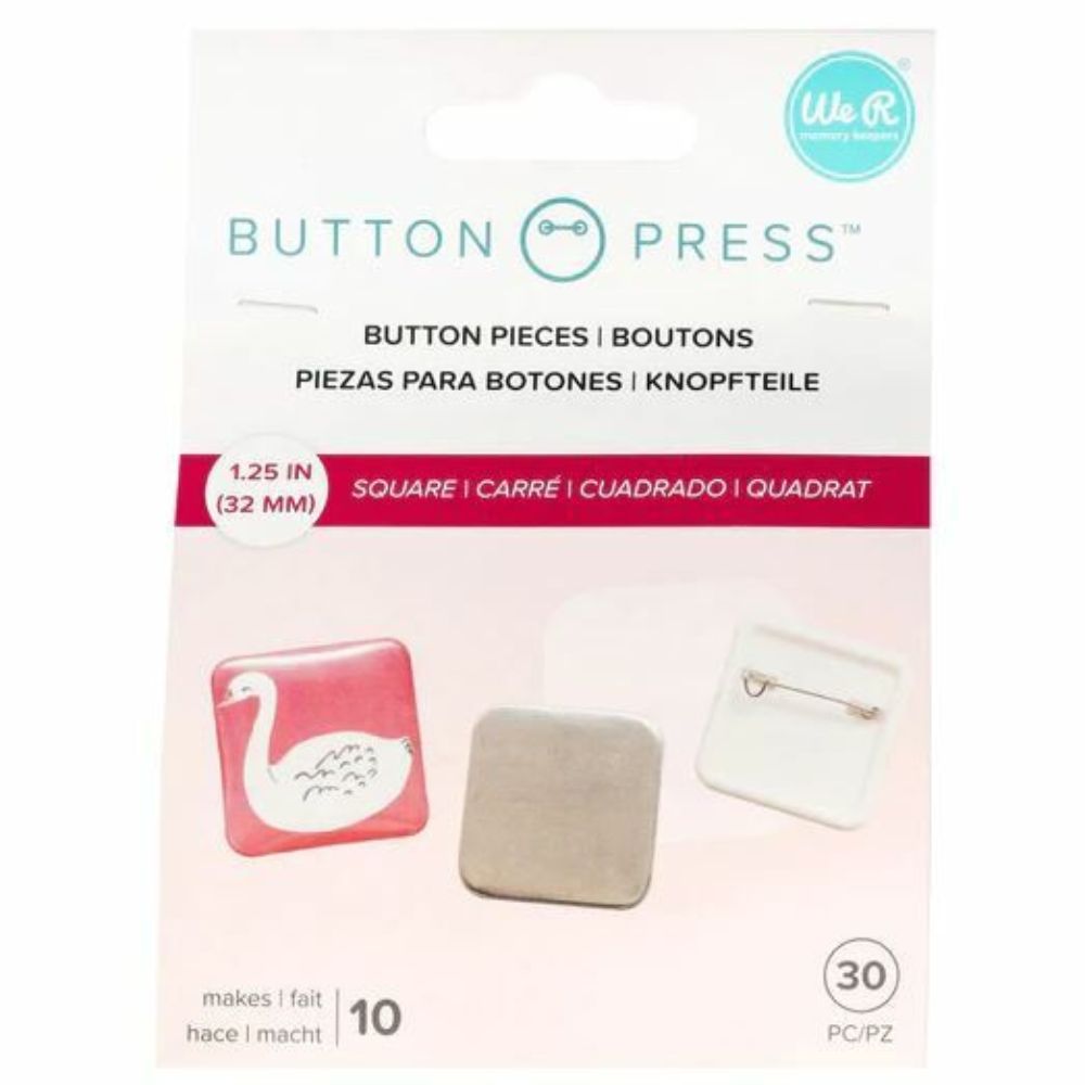 We R Memory - Button Press - 10 Badges Carrés Moyens - 32 mm