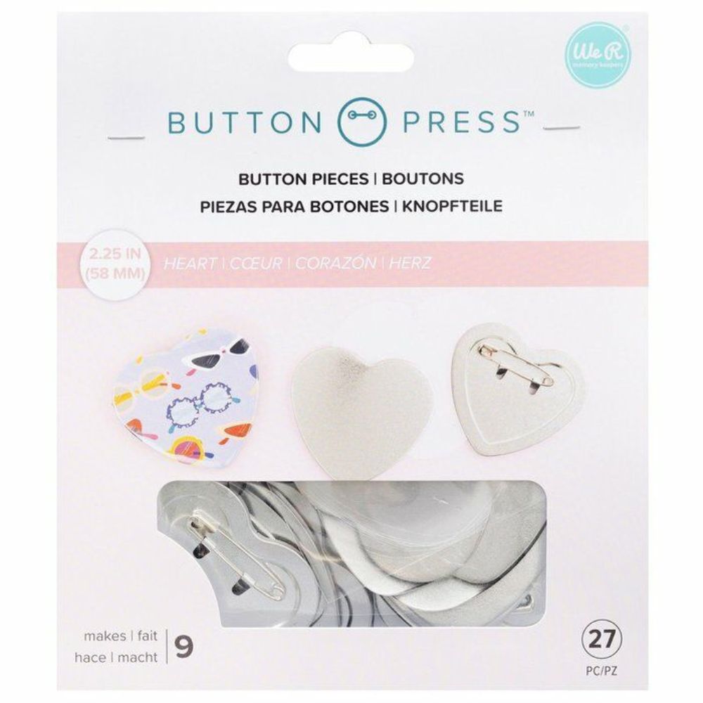 We R Memory - Button Press - 9 Badges Cœur - 58 mm